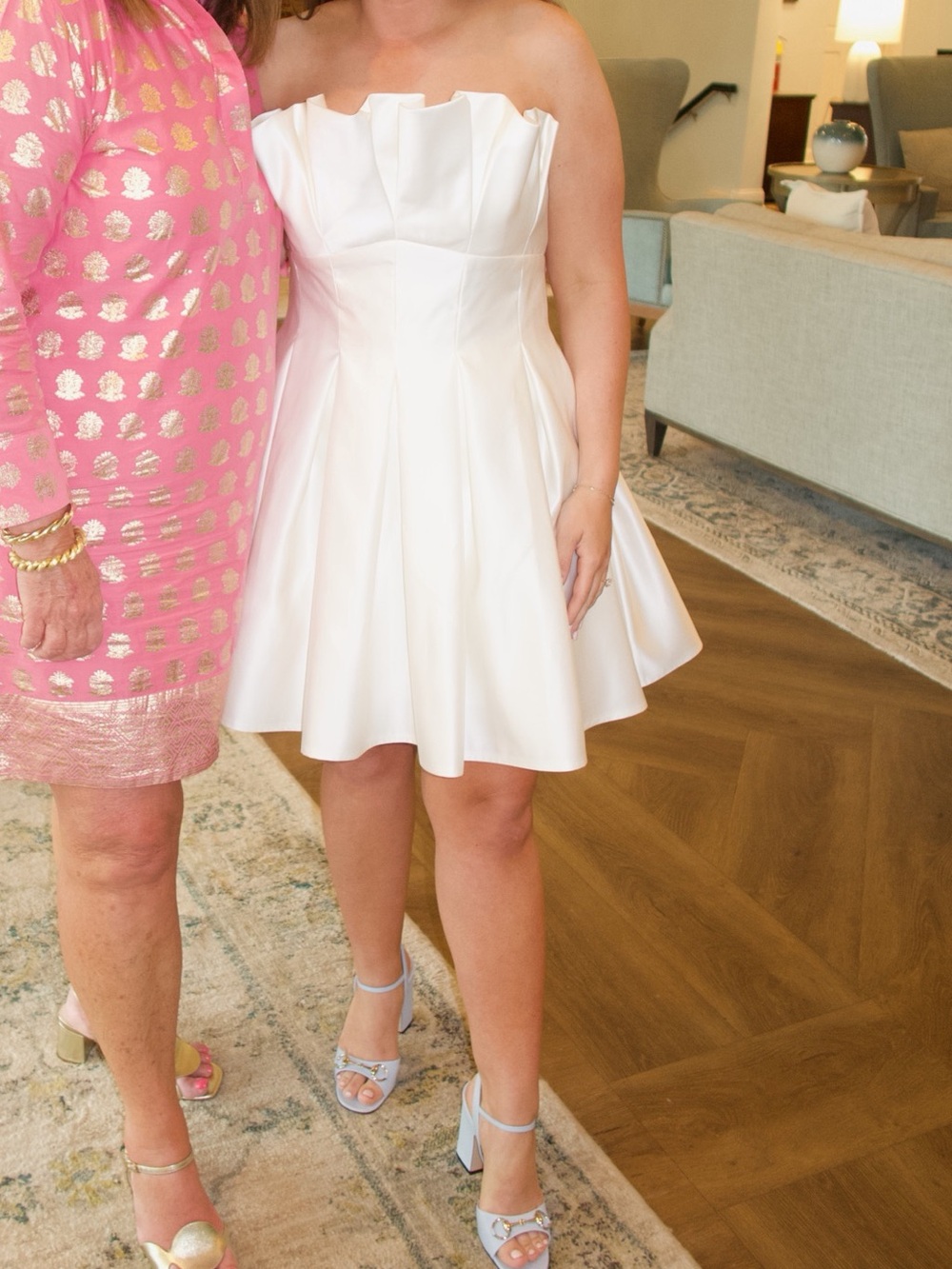 Amsale Pleated Strapless Fit & Flare Cocktail Dress